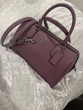 Coach Pebbled Leather Satchel in Mauve Plum